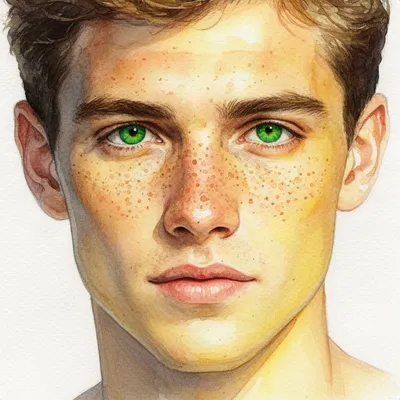Watercolor Young Man Portrait